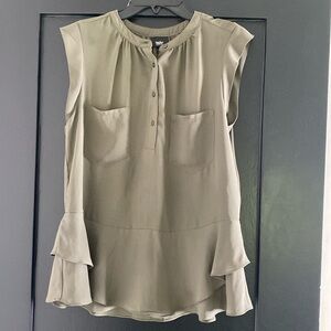 Women's Mossimo Ruffle Tank Top Army Green Sz S